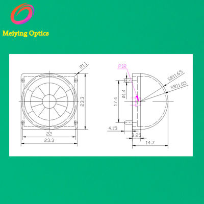 HDPE материал ПИР линза/инфракрасная линза/ПИР Френнель линза 8002-2W